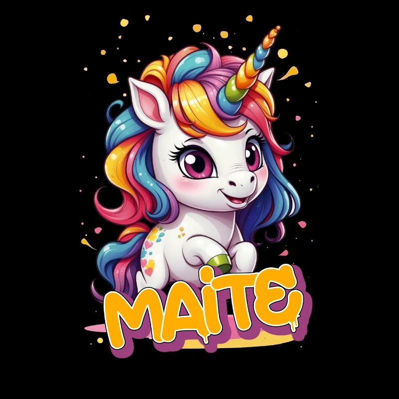 MAITE - Schöner Mädchen Name mit süßem Einhorn
