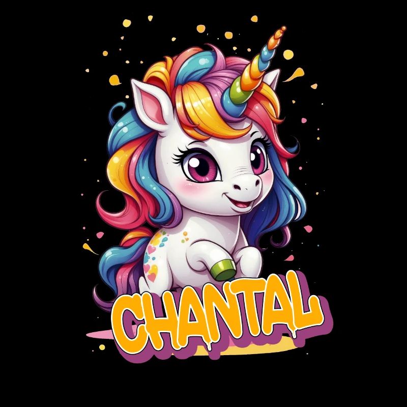 CHANTAL - Schöner Mädchen Name mit süßem Einhorn