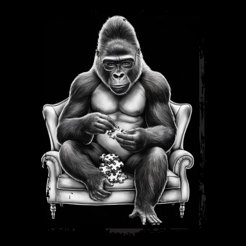 Gorilla spielt Puzzle Geschenk