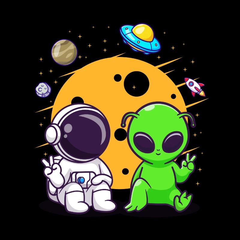 Astronaut Alien Chilling In Space