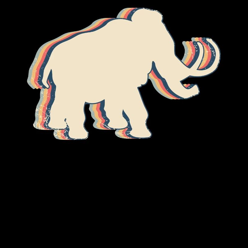 Mammoth Elephant Retro Line Art