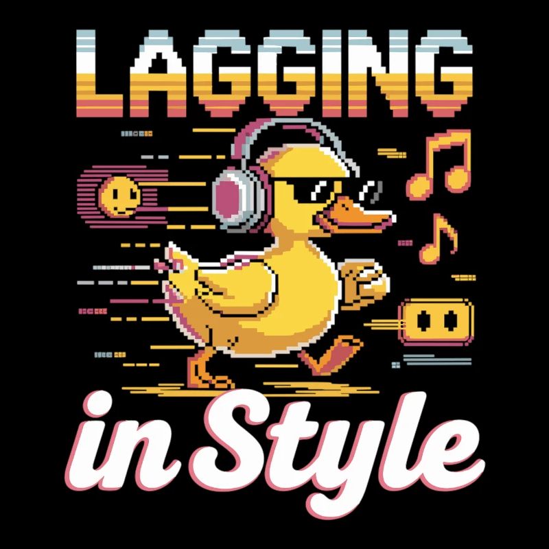 Pixelente mit Kopfhörer