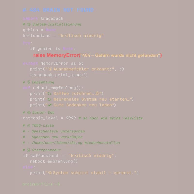 404 Brain Not Found Python Code