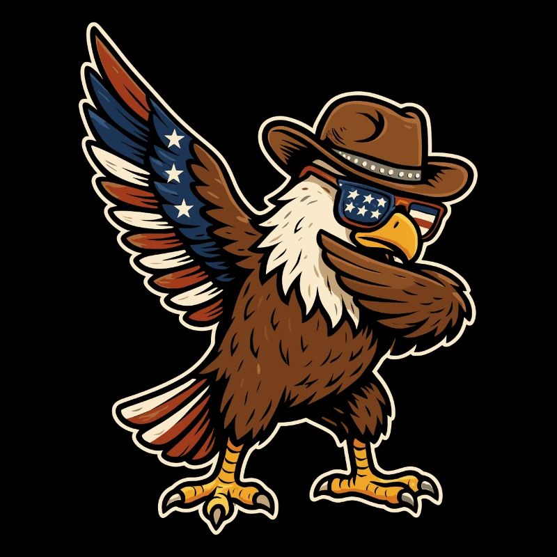 Cool eagle with cowboy hat and glasses