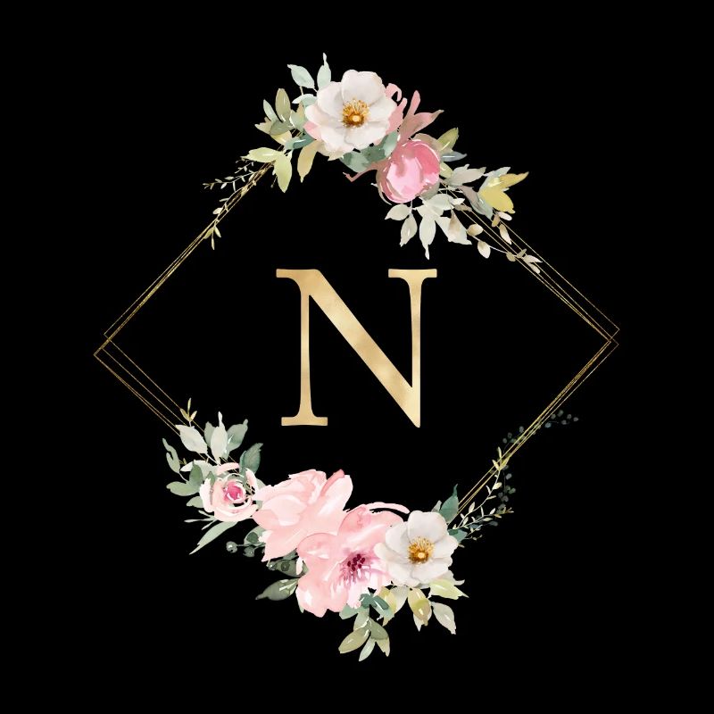 Customizable Monogram N Pastel Floral