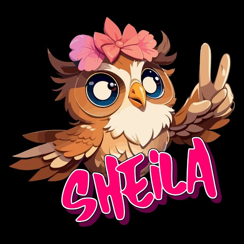 SHEILA - Schöner Mädchen Name mit süßer EULE
