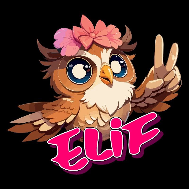 ELIF - Schöner Mädchen Name mit süßer EULE