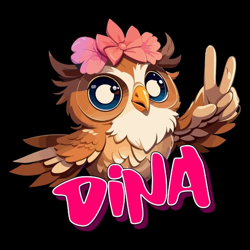 DINA - Schöner Mädchen Name mit süßer EULE