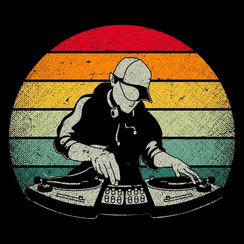 Bunte Retro DJ Techno Musik edm Party
