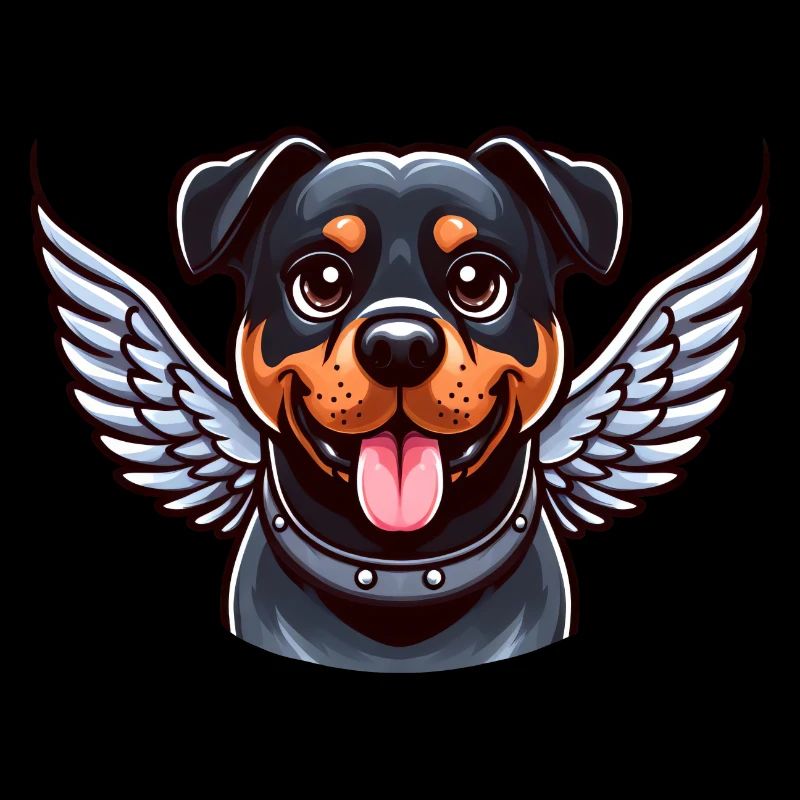 Rottweiler mignon - Ange avec des ailes dans le