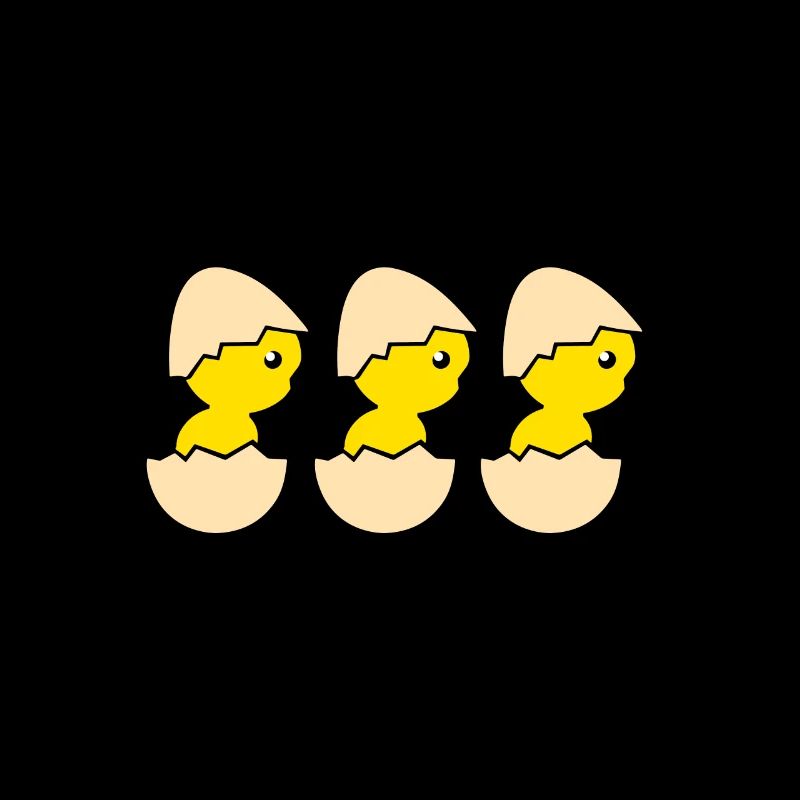 Three hatching chicks