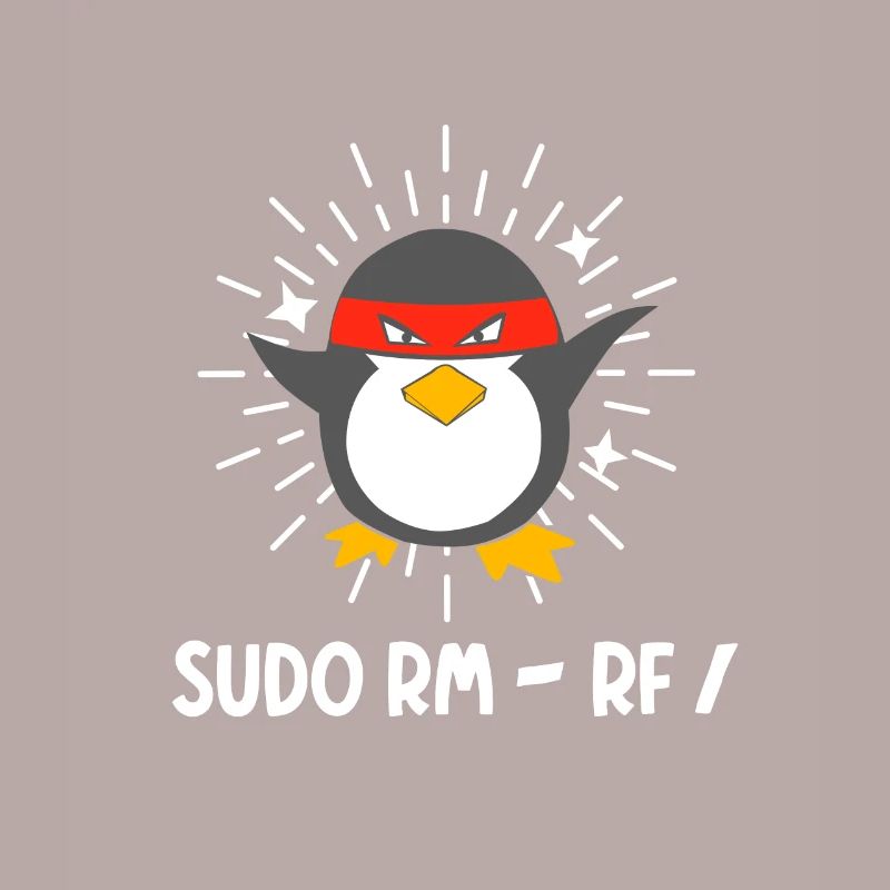 Tux Linux Penguin Sudo Rm Rf Geek Hacker
