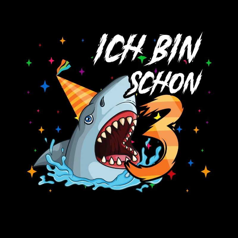 Ich bin schon 3. Kindergeburtstag Hai