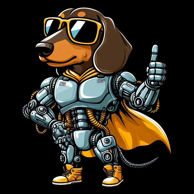 Dachshund Robot Cyborg Sci-Fi Dog Mech Design