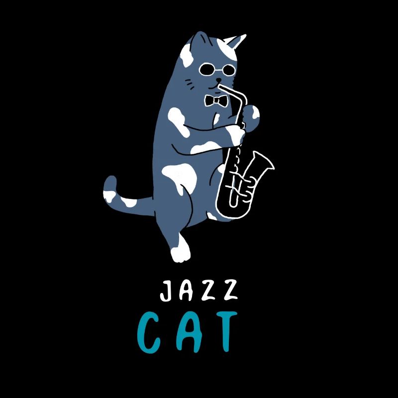 Katze mit Saxophon Geschenk Jazz Musikinstrument