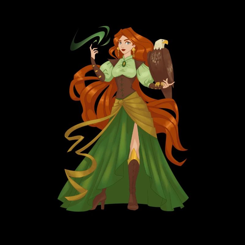 Hexe Rote Haare Vogel hübsche Dame Model Fantasy
