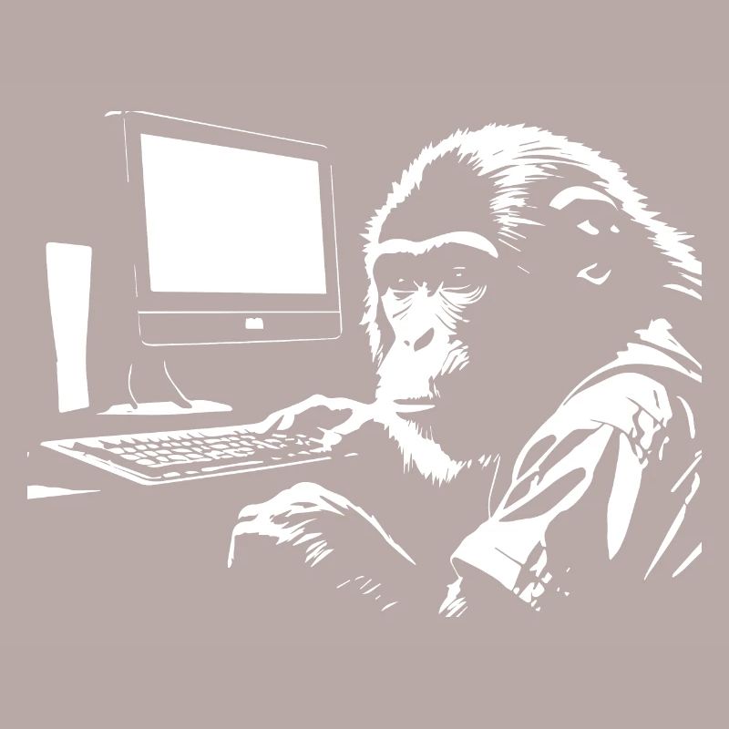 monkey in front of computer