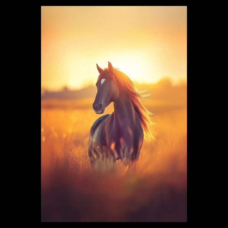 Cheval avec coucher de soleil