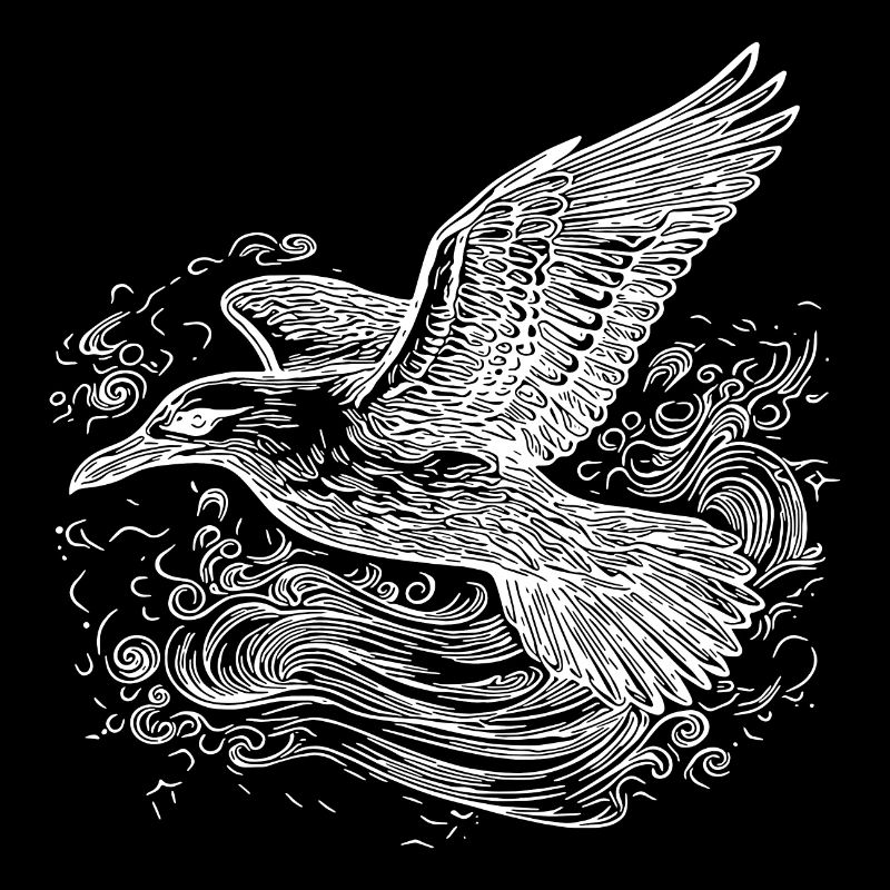 Elegante fliegende Möwe über dem Wasser