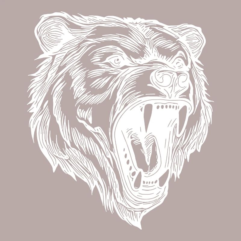 Wild evil bear head with sharp teeth