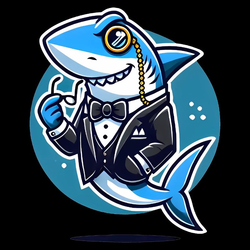 requin chic en smoking design vectoriel