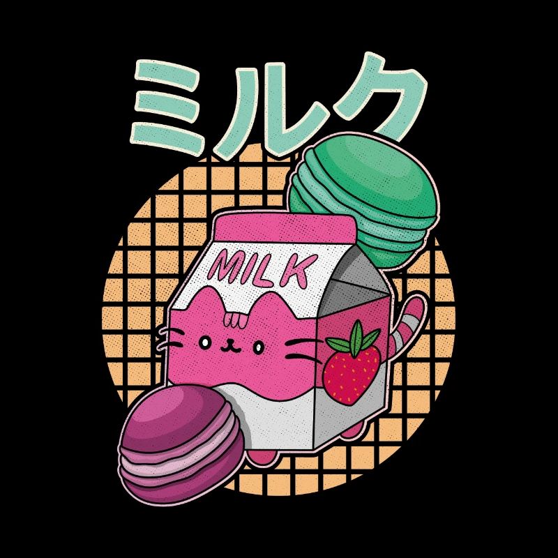 Erdbeeren Milkshake Japan Macaroon Spruch