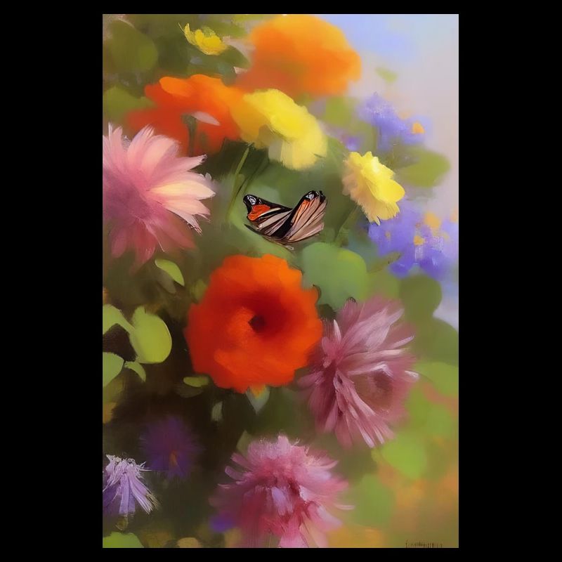 Fleurs et papillon