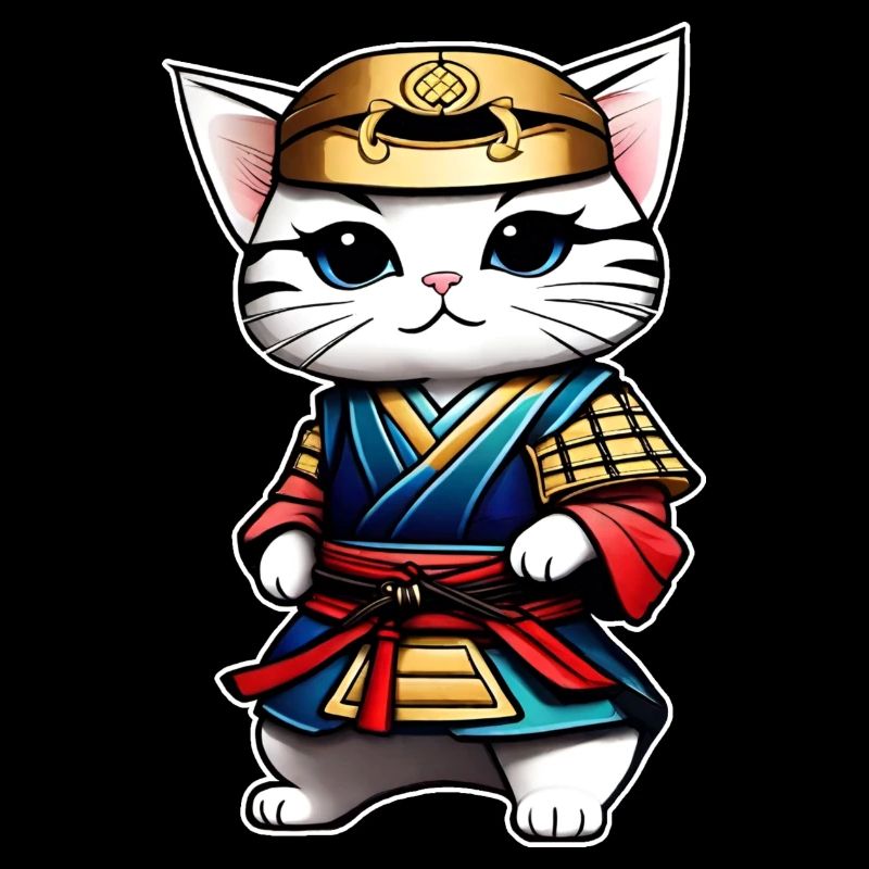 Mignon chat samouraï