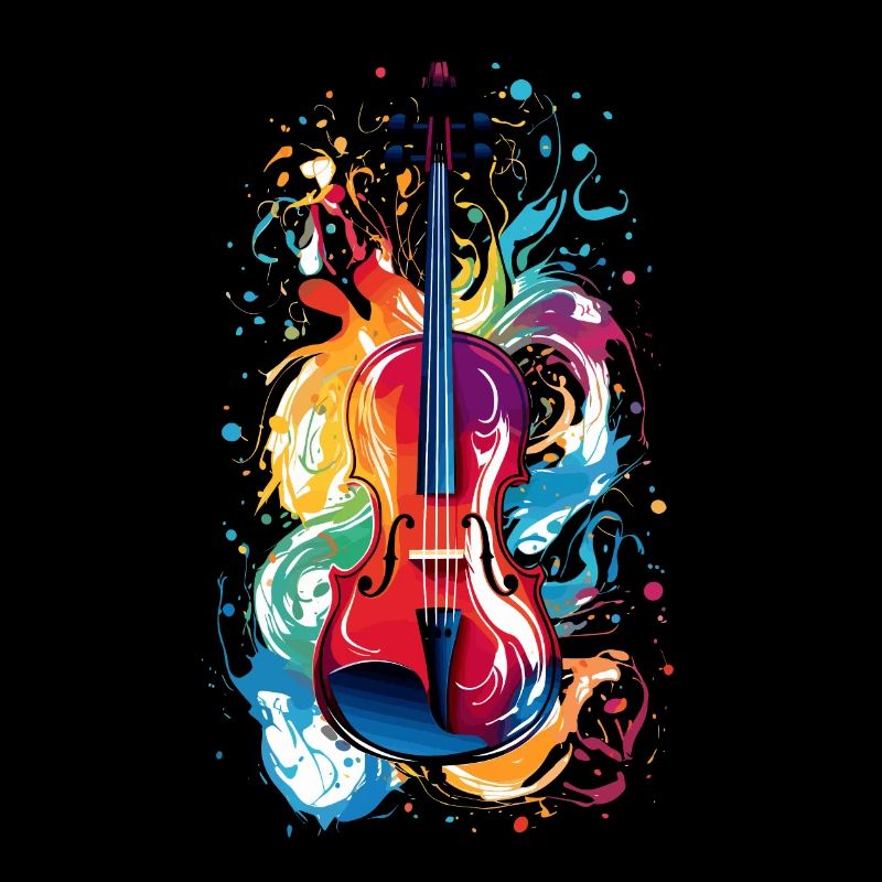 Violoncelle multicolore éclaboussure de couleur violon peinture éclaboussure