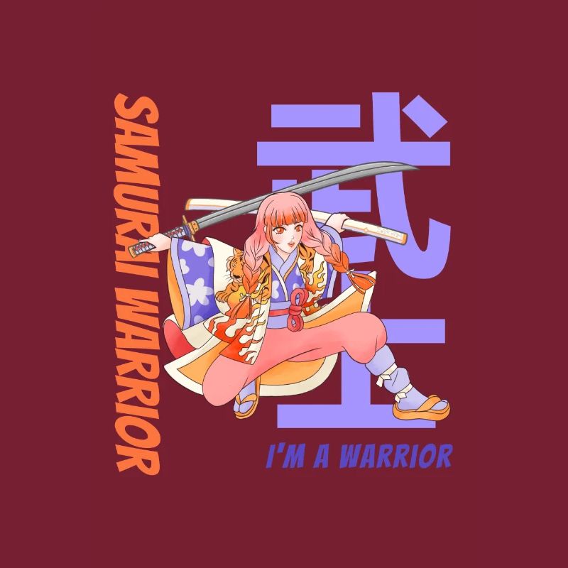 Samurai Warrior. Samurai Girl. Black Version.