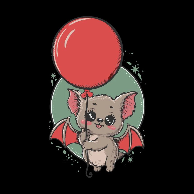 Cute bat with balloon