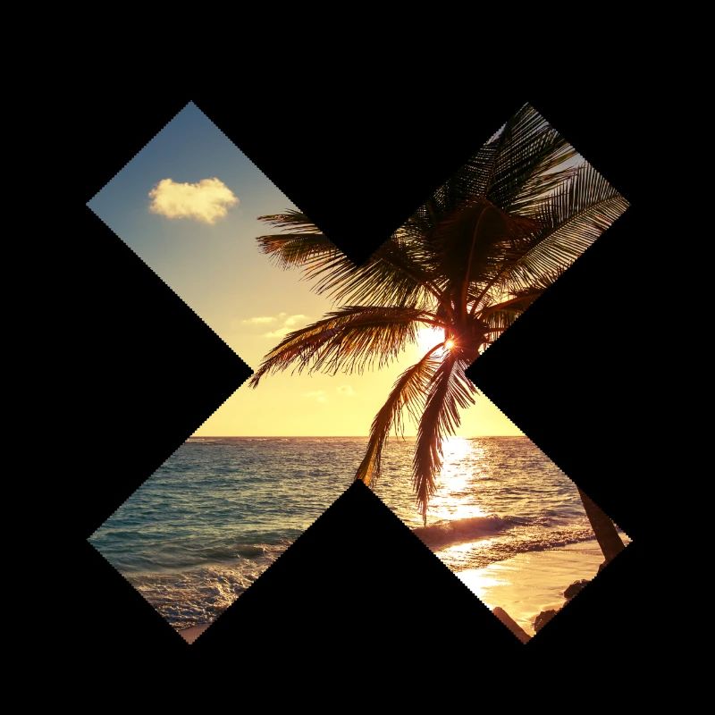 Summer, palm tree, beach - cross