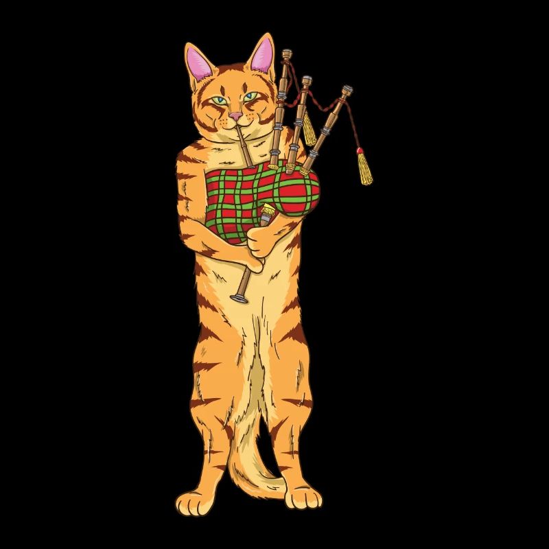 Chat avec cadeau de cornemuse pour les amoureux des chats