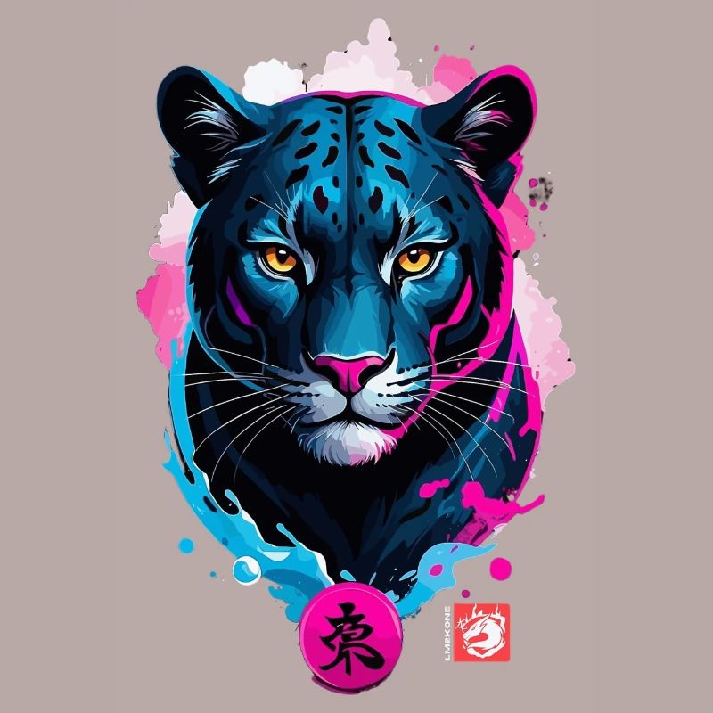 Panthère rêve rose bleu