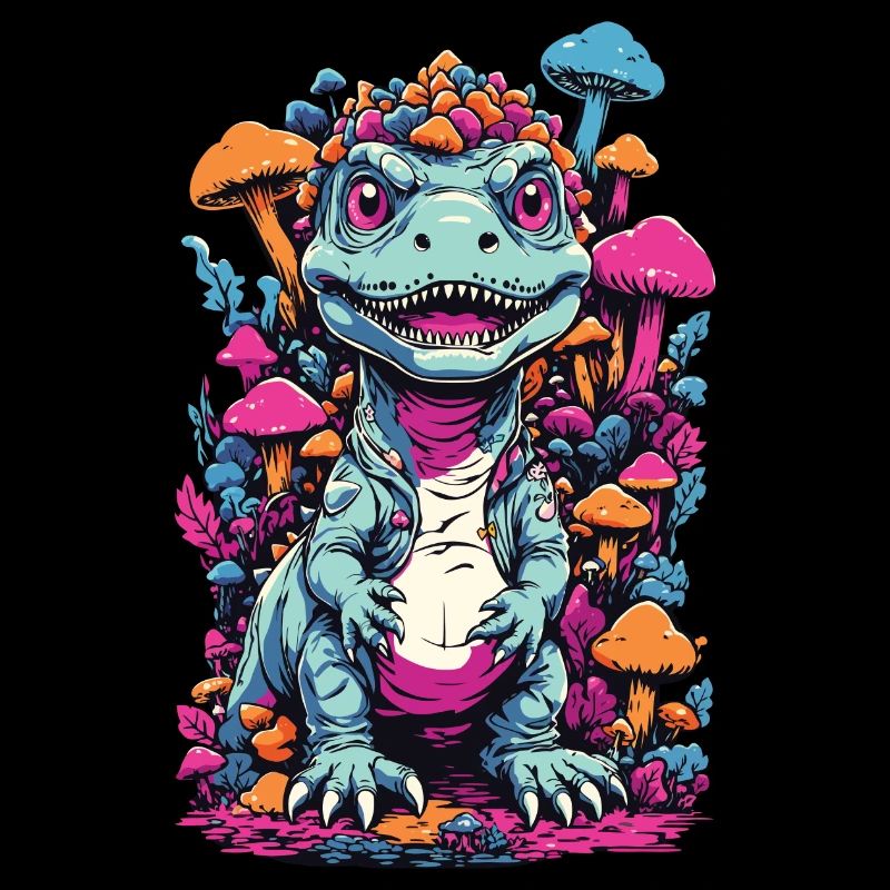 Psychedelic dinosaur mushroom for nature lovers