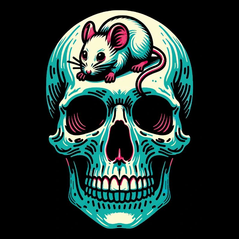 Skull with funny mouse on forehead