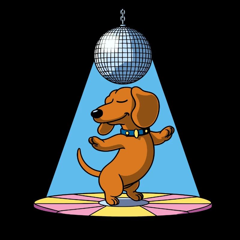 chien teckel boule disco danse danse dans une soirée disco