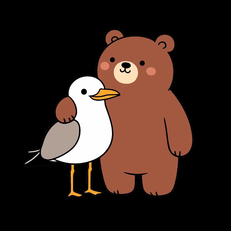 Moin mouette oiseau ours amitié amour câlin