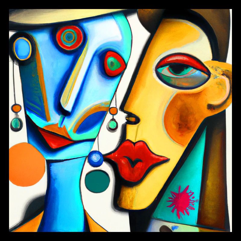 Two faces in the style of