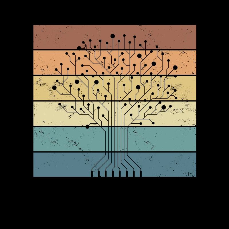 Funny Vintage Computer Tree for All Tech Fans