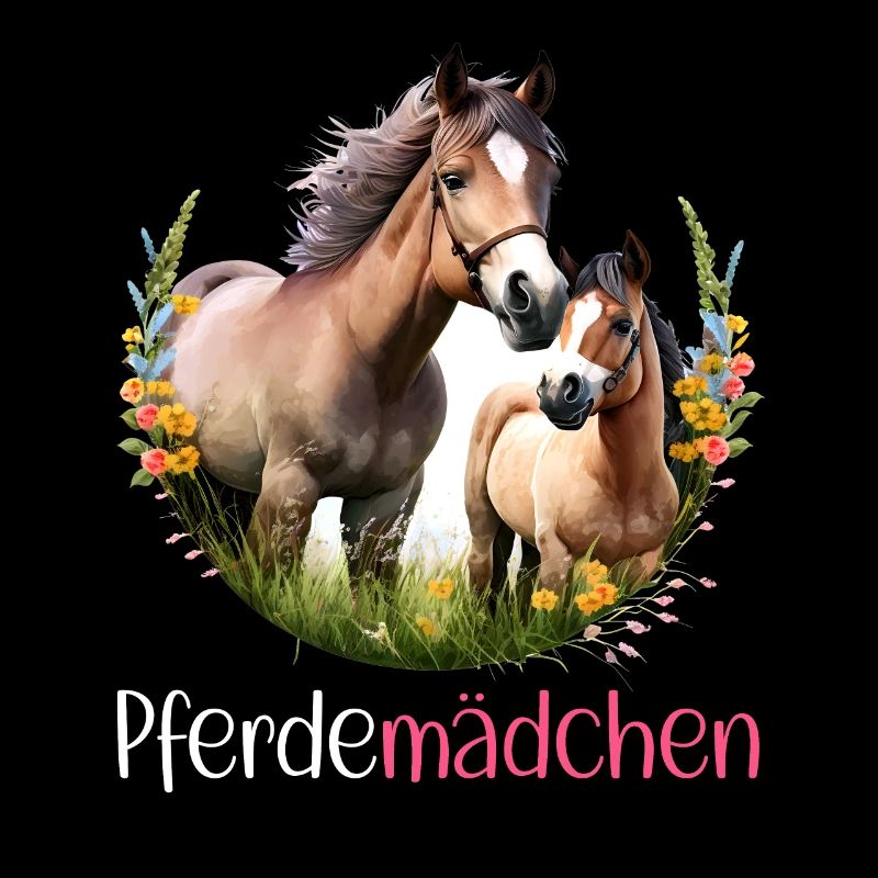 Pferdemädchen Pferdeshirt Süß Pferd Blumen Mädchen