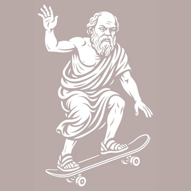Ancient Philosopger Socrates on a Skateboard