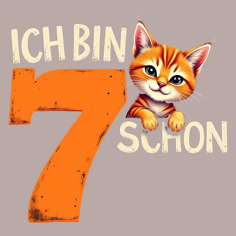 7. Geburtstag Mädchen Junge Katze Ich Bin Schon