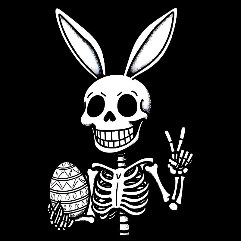Funny Easter Bunny Skeleton Skull Easter Egg