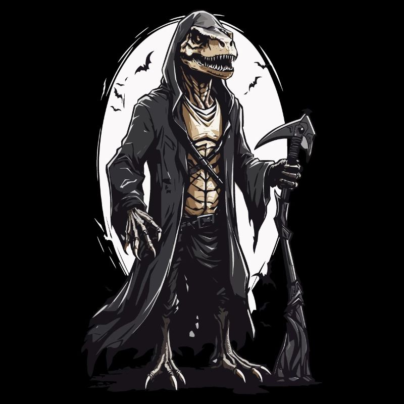 Lizards Mage Grim Reaper Halloween Design