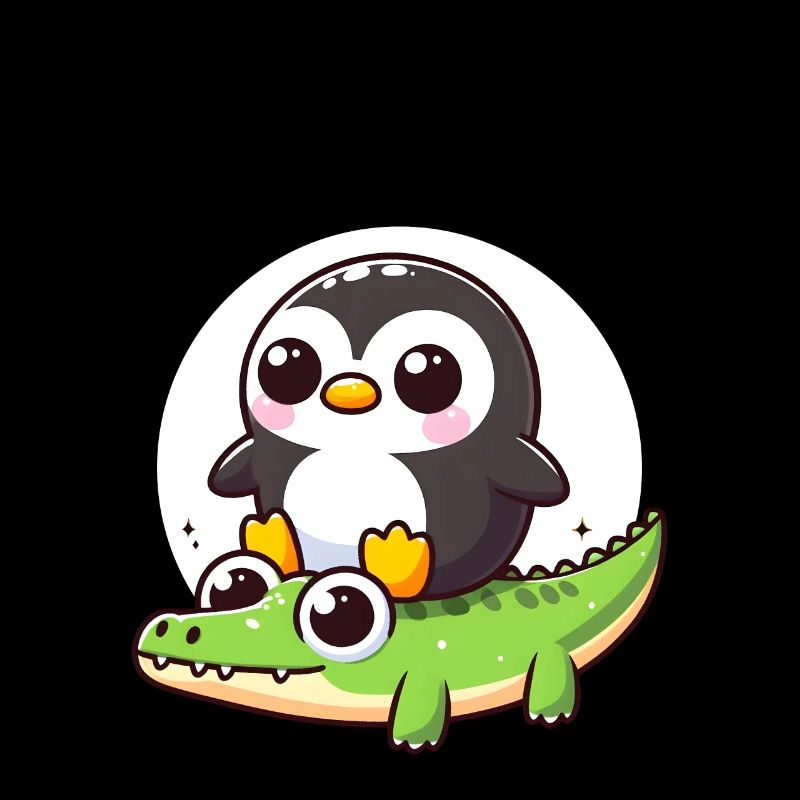 Pingouin sur crocodile
