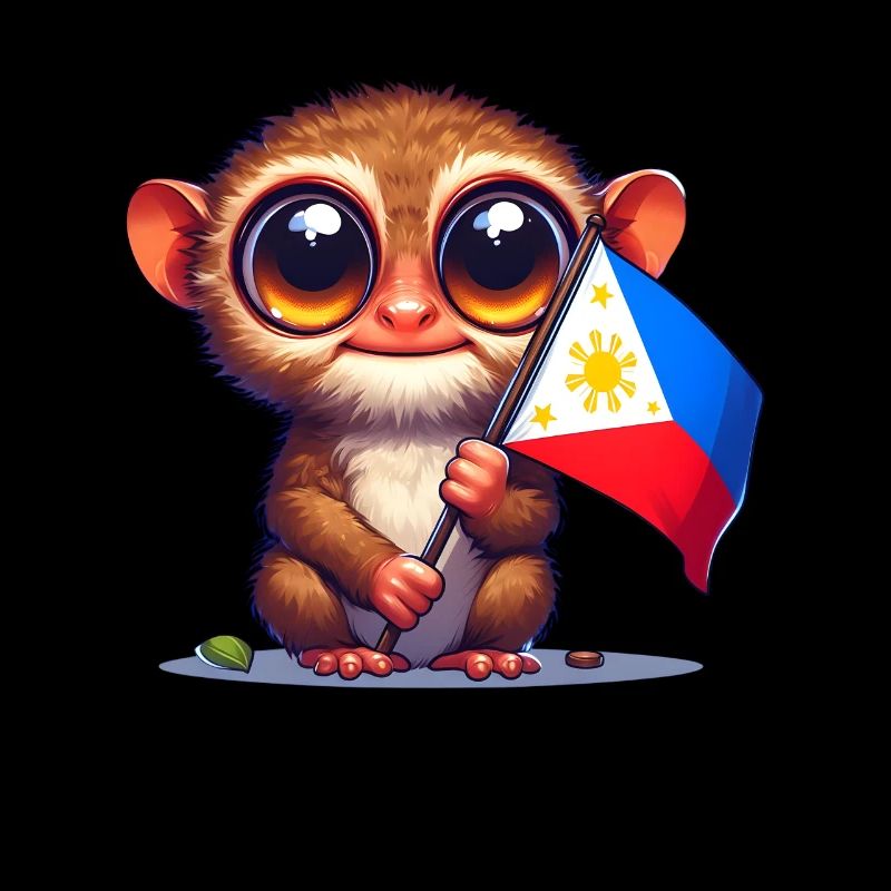 Tarsier avec drapeau philippin