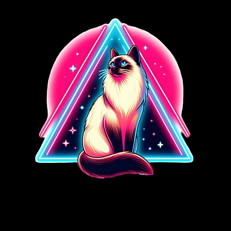 Siamese cat in 80s style triangle