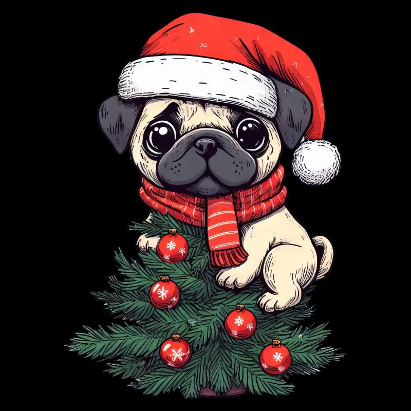 Weihnachts-Mops - Niedlicher Baumwächter