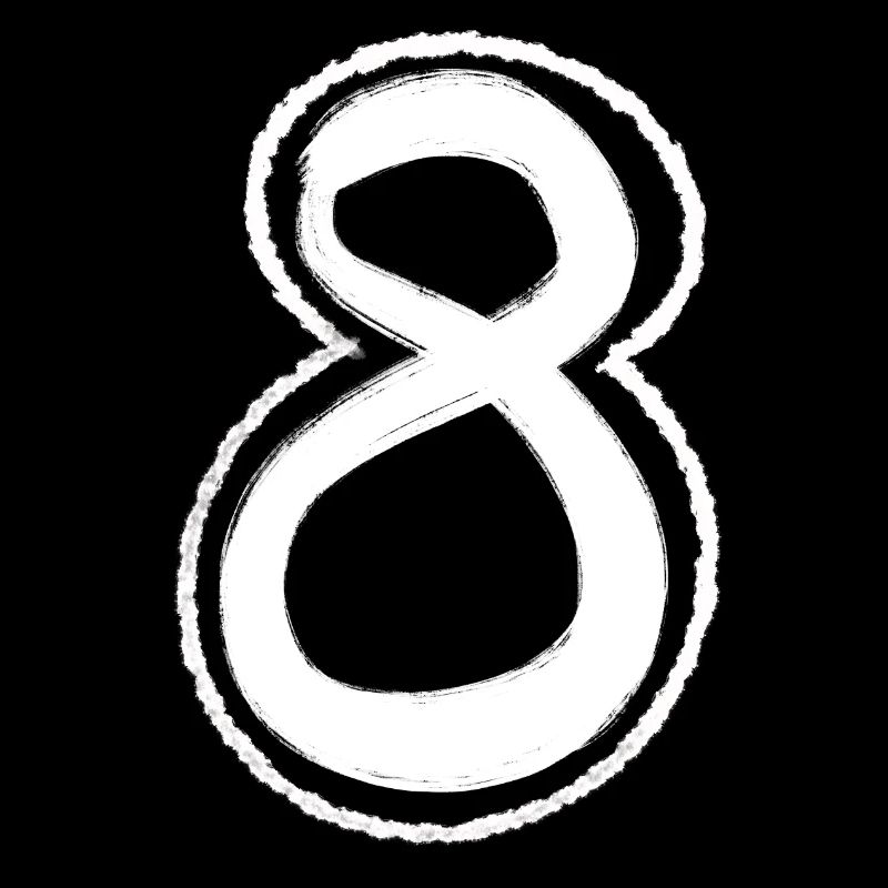 8 Eight Numbers Hand-Painted White Gift Idea